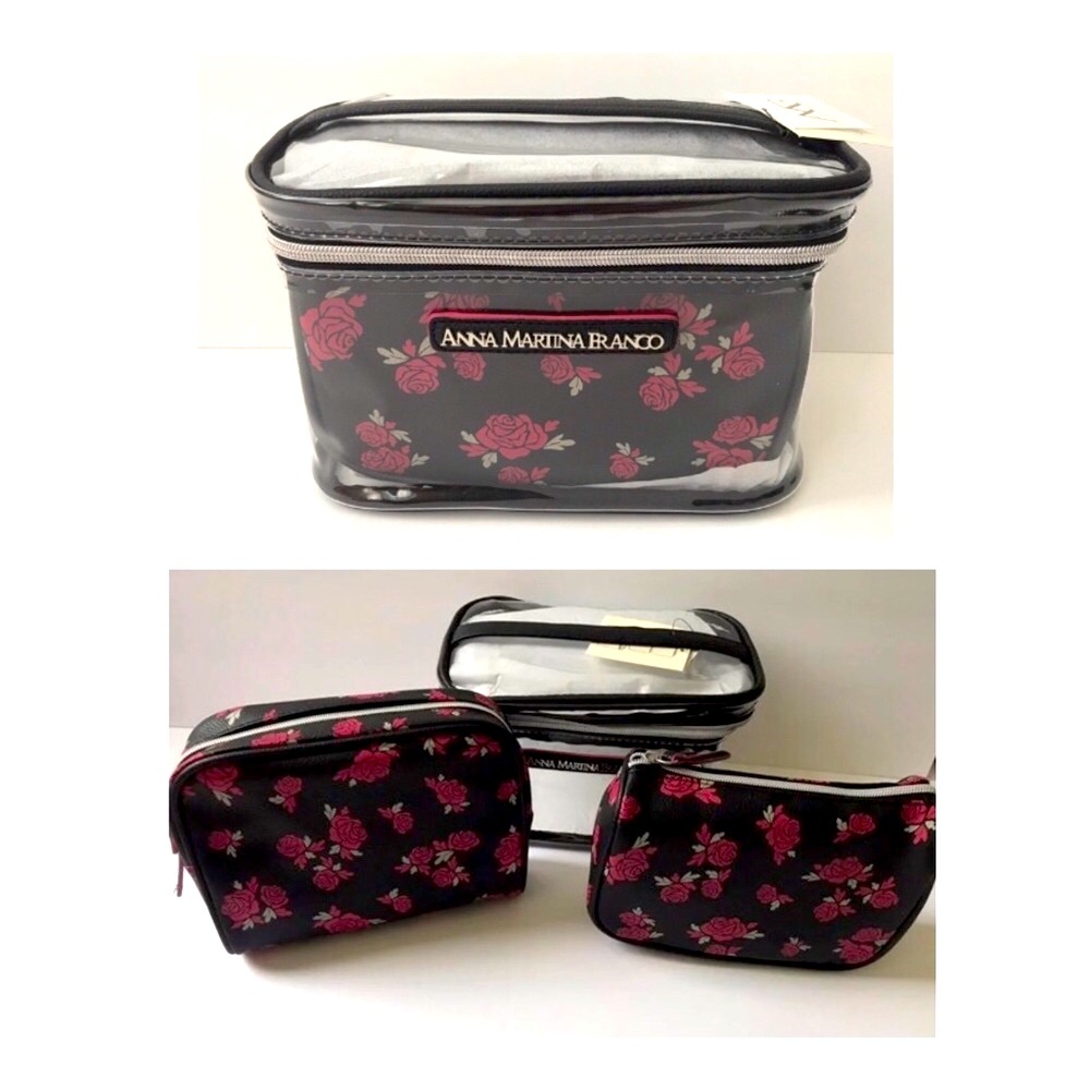 🌹NWT 3pc Cosmetic Case Set by Anna Martina Franco